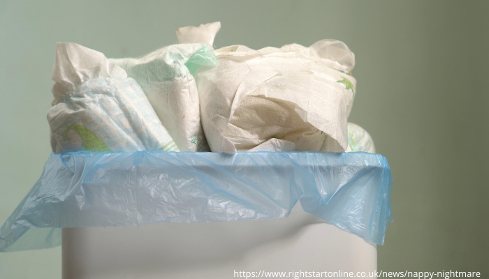 Dirty nappies in a bin