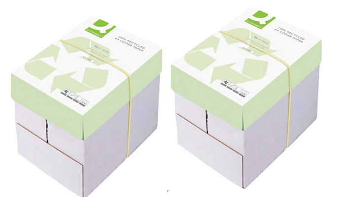 Two boxes of recycled paper for printers