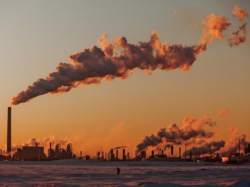 Power station with a smoky chimney