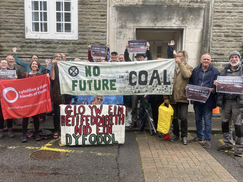 Campaigners with banners