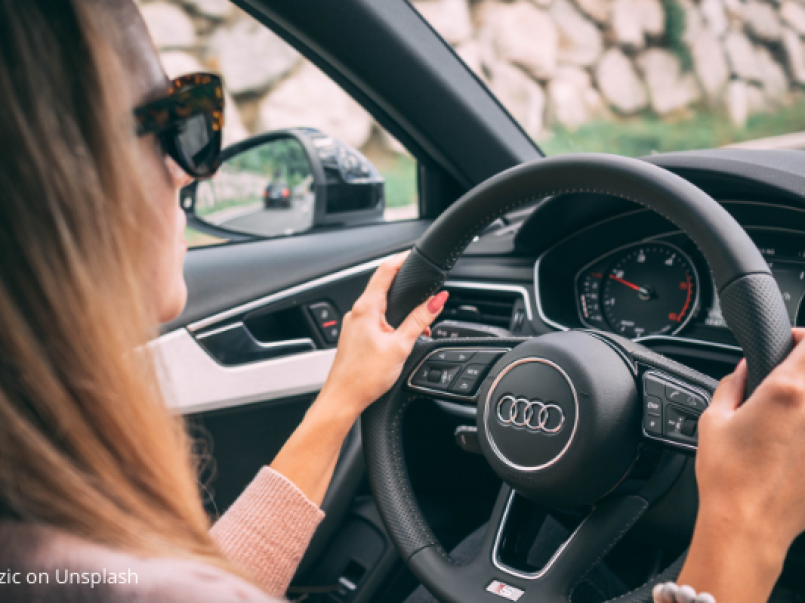 Woman driving a car